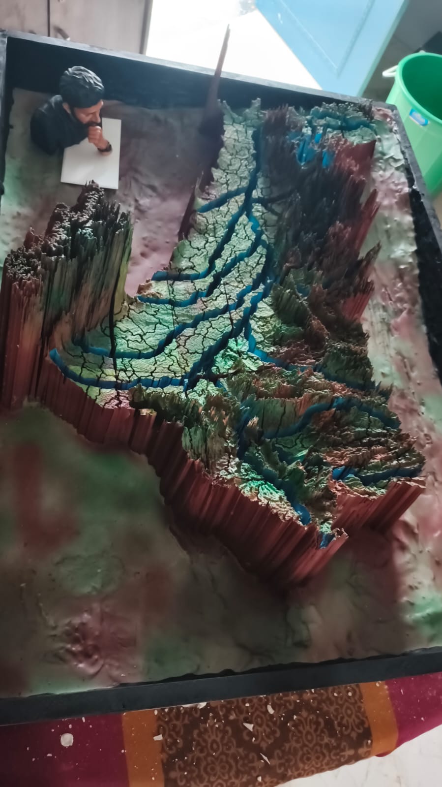 Close-up perspective of Ganga Basin model with terrain detail