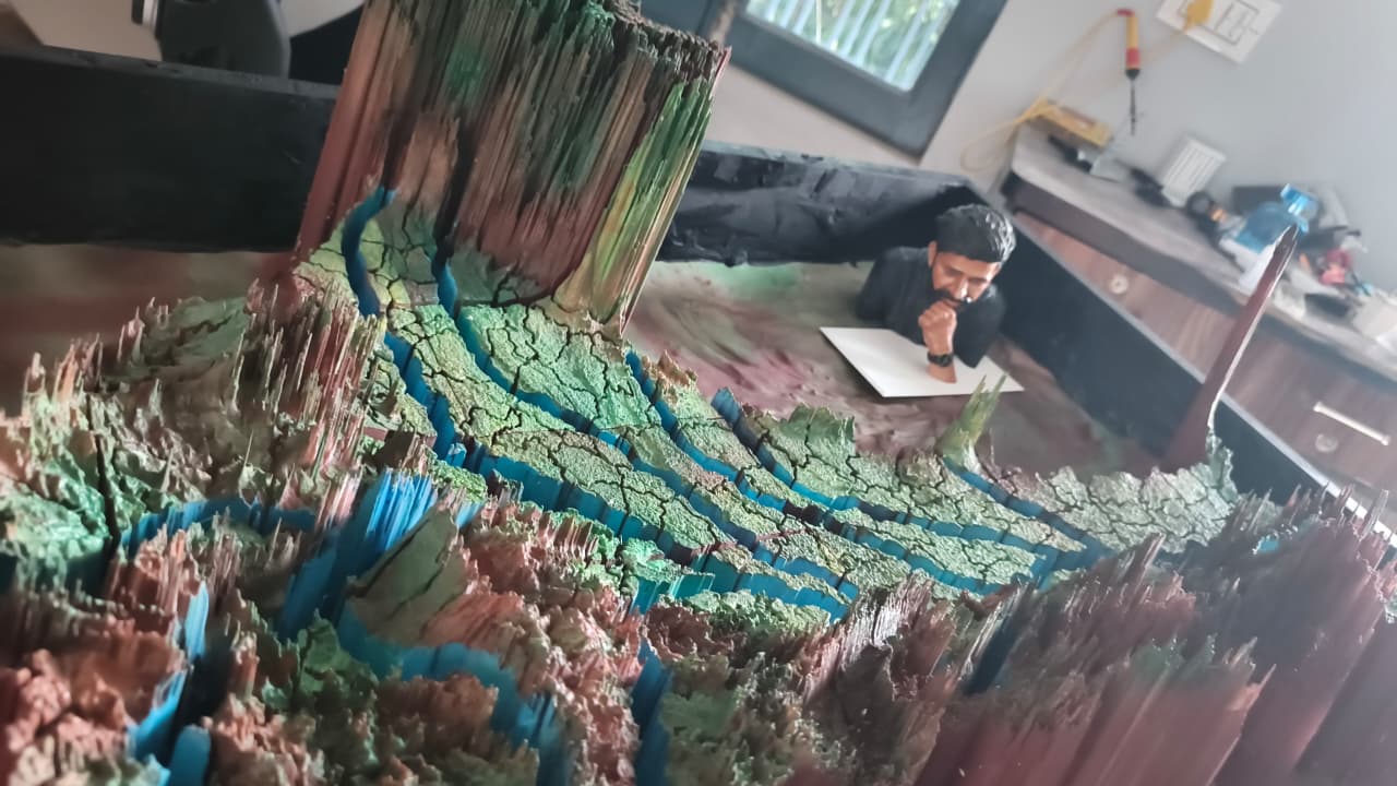 Full overhead view of Ganga Basin model showing drainage network